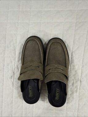 Born Olive Suede Penny Loafer Mules